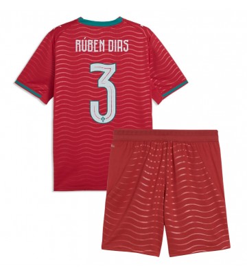 Portugal Ruben Dias #3 Replika Hemmatröja Barn VM 2026 Kortärmad (+ Korta byxor)